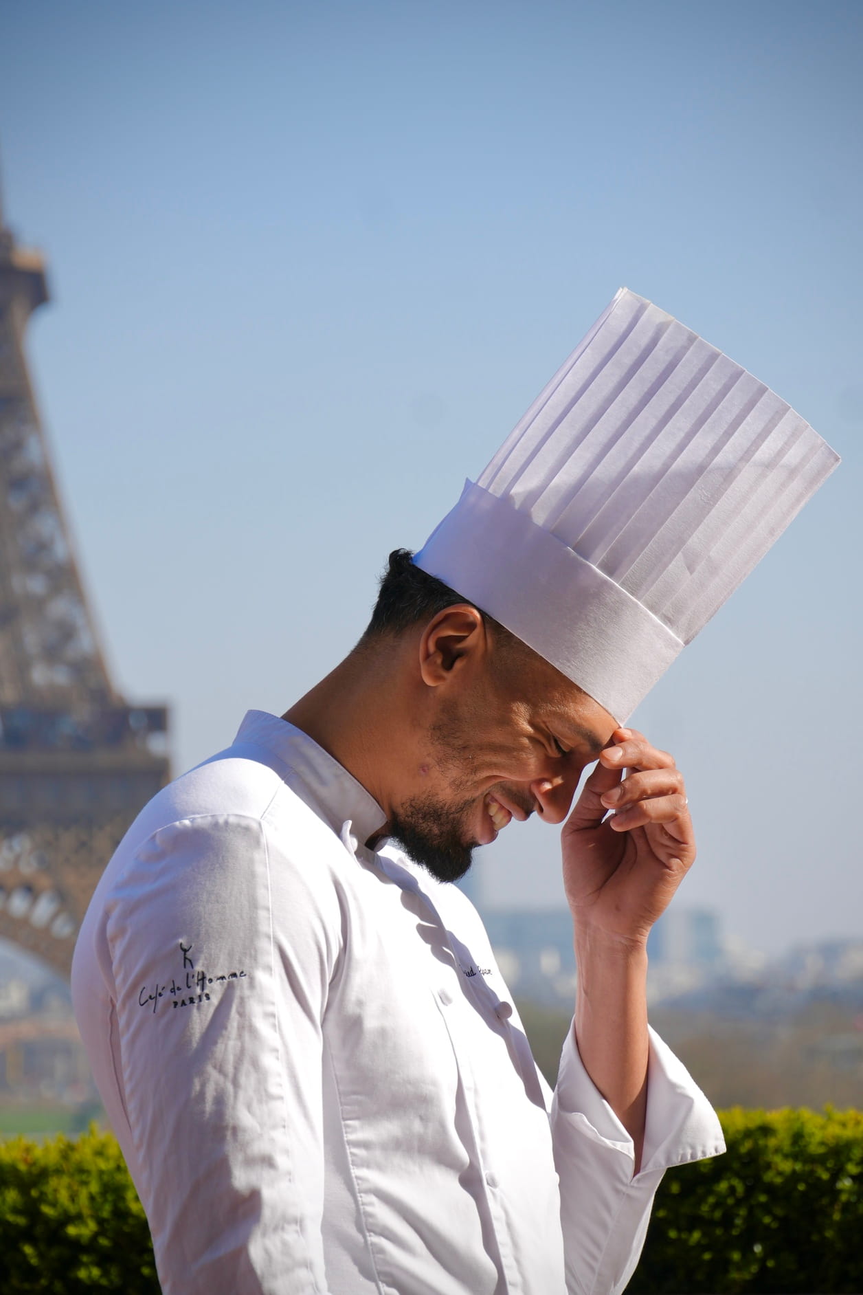 Chef Wilfried Graux in front of the Eiffel Tower