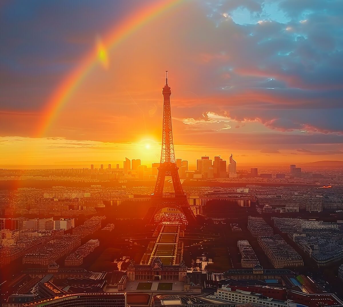Tour Eiffel, golden hour, sunset café de l'homme