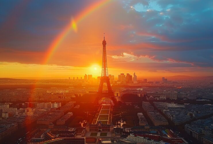 Tour Eiffel, golden hour, sunset café de l'homme